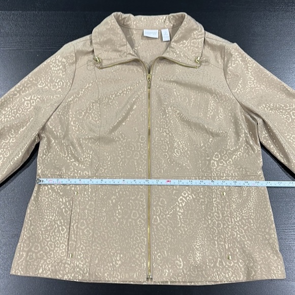 Zenergy by Chico’s Beige Gold Leopard Print Zip-Up Jacket Size 2 - Picture 8 of 11